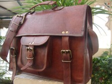 Handmade Men's Genuine Leather Vintage Laptop Messenger Briefcase Bag Satchel