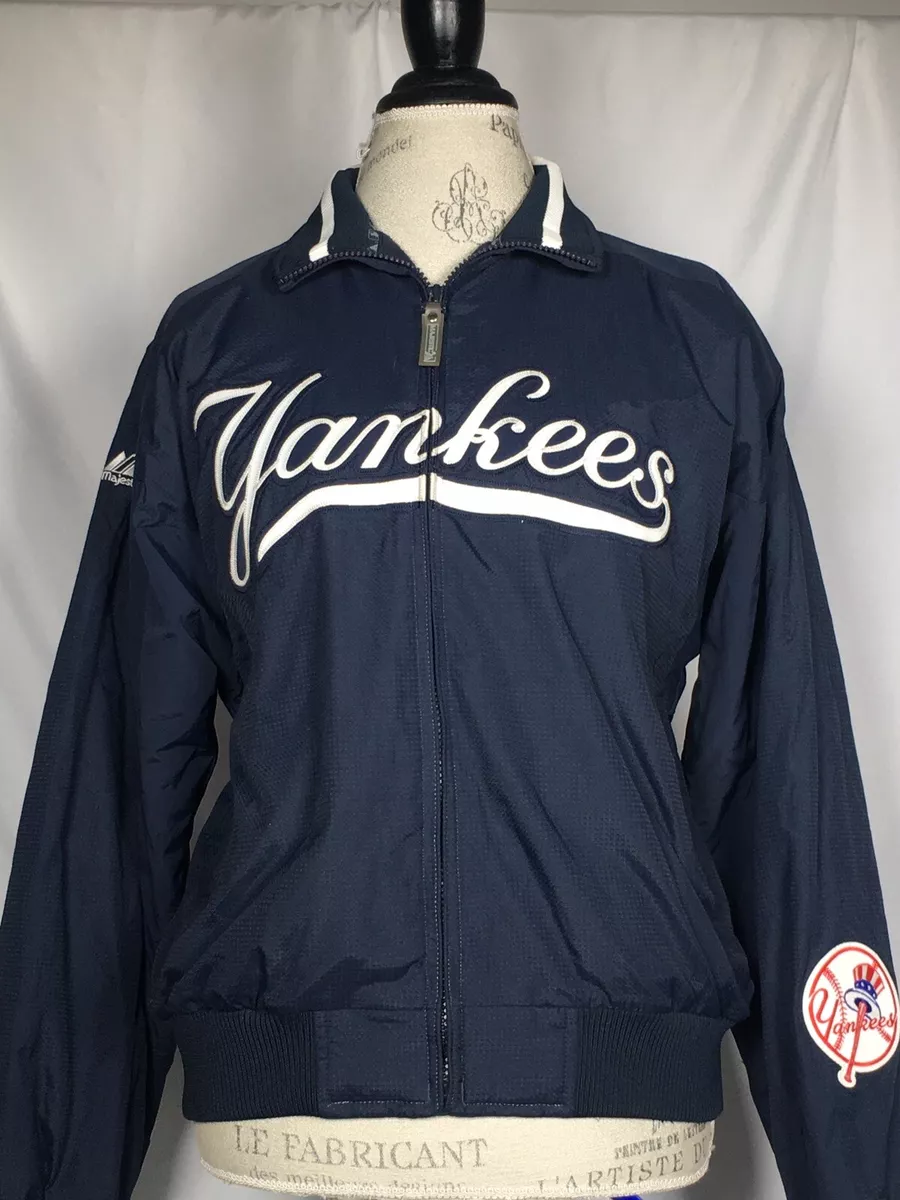 VTG New York Yankees MLB Majestic Navy Blue Dugout Jacket Women’s LARGE