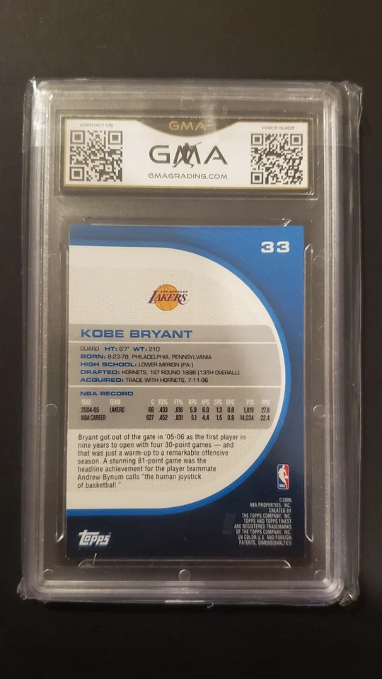 2005-06 TOPPS FINEST KOBE BRYANT #33 HOF!!! GRADED GMA10 BLACK MAMBA 🔥🐍📈 - Image 2 of 2