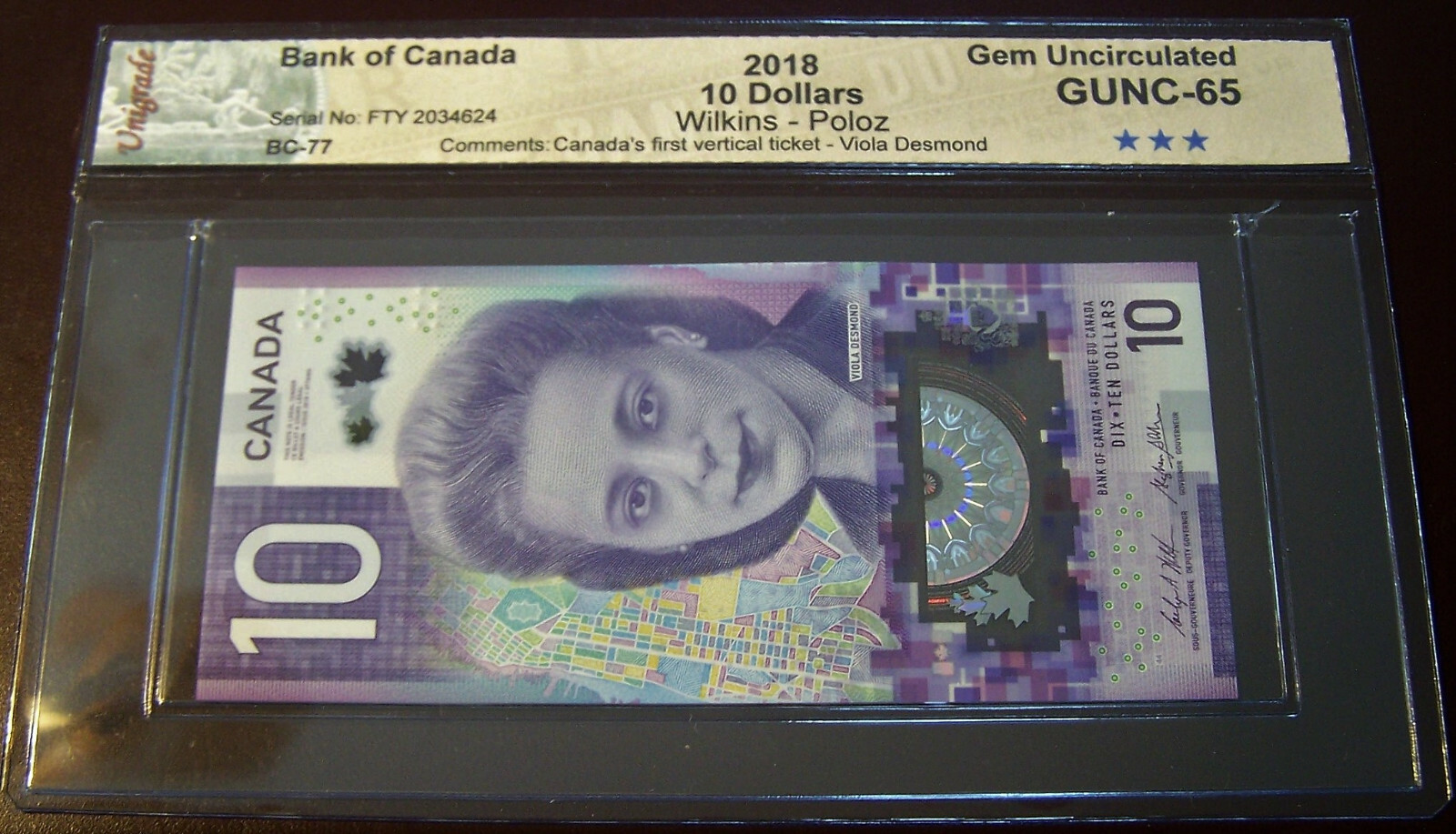 CANADA 2018 $10 Canada's First Vertical Note - Viola Desmond #02354