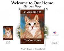 Welcome Garden Flag - Cream and White Tuxedo Cat 150