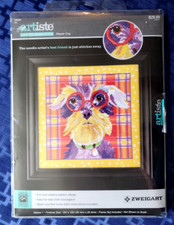 Zweigart Artiste Counted Cross Stitch Kit DAPPER DOG 10" x 10" Kooler Design