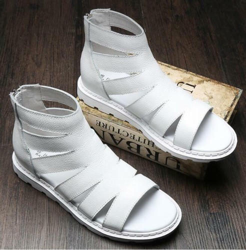 Men's Chic Genuine Leather Cutout High Top Sandals Summer Gladiator Shoes 9086 - Picture 3 of 10
