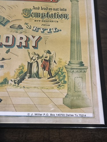 Vintage Masonic Lords Prayer Lithograph Print 12 x 15 - Picture 5 of 6