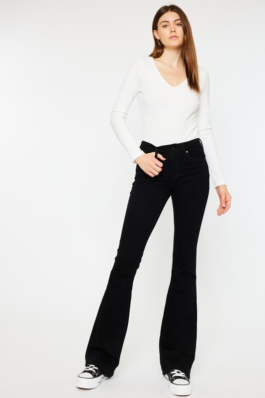 KanCan mid-rise Black flare jeans 9/28