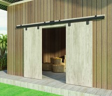 Black Box Track Double Sliding Barn Door Hardware,Heavy Duty Wall Mount kit