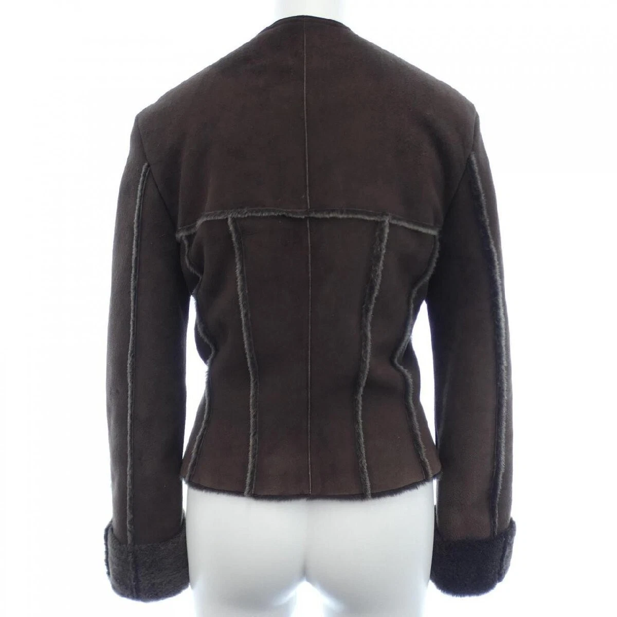 Giacca CHANEL Mouton pelle di pecora marrone vintage taglia 38