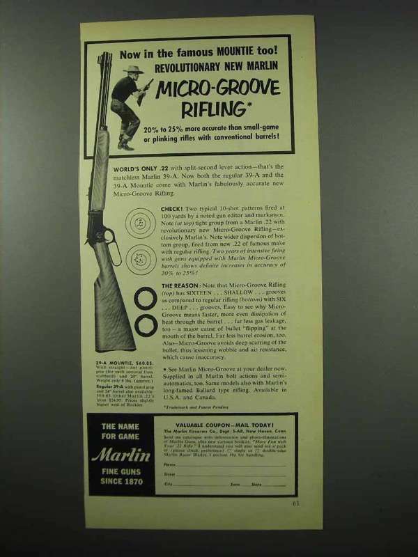 1954 Marlin 39-A Rifle Ad - Micro-Groove Rifling | eBay
