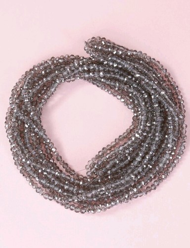 300 Grey Faceted Rondelle Crystal Glass Beads Jewellery Making 4mm - Picture 3 of 4