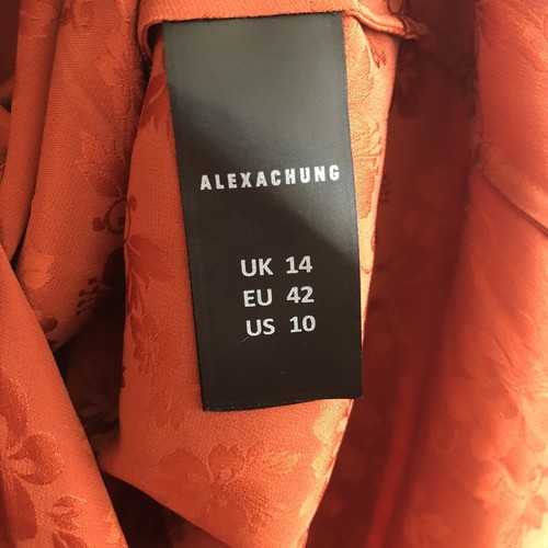 Alexa Chung Floral Jacquard Silk Blend Satin Blouse Orange Size 10 - Picture 7 of 8