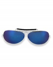Sunglasses Aviator Style Blue Reflective Lens W/ Silver Frame Costume Glasses