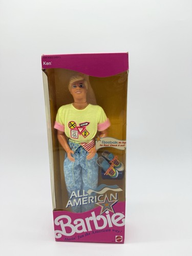 Barbie 1990, All American Barbie et Ken Fabriqué en Chine NRFB - Imagen 11 de 19