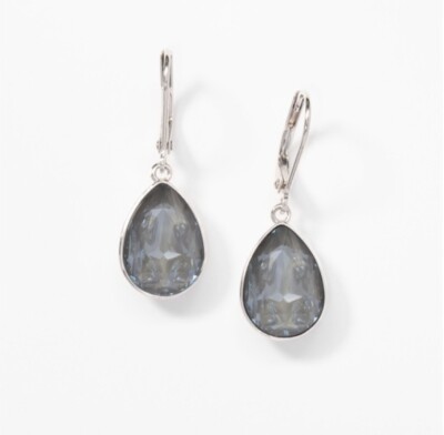  Touchstone Crystal Earrings Grey Drop Rhodium New Condition