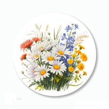 DAISIES and WILDFLOWERS SCRAPBOOK STICKERS PARTY FAVORS ENVELOPE SEALS LABELS