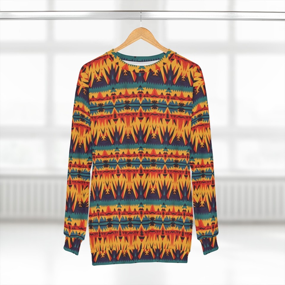 Indians Tribal Native Navajo American Aztec Print Men Crew Neck Sweatshirt