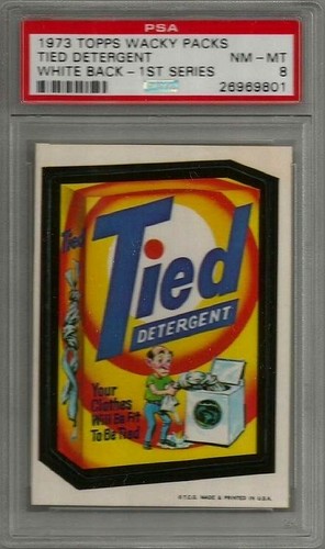 1973 Topps Wacky Packages Tied Detergent 1st Series White Back PSA 8 NM-MT Card - Picture 2 of 5
