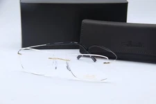 NEW SILHOUETTE 5539 IG 8180 SILVER BLACK RIMLE AUTHENTIC FRAMES EYEGLASSES 54-17