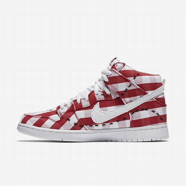 Nike MENS SB Dunk High Pro Red White Ants Picnic  Blanket SIZE 10.5 NEW RARE LOT image 3