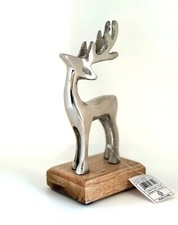 Deko-Figur Hirsch 17 cm Aufsteller Alu - Mangoholz Winterzeit G.Wurm