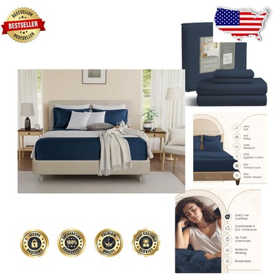 Indulge in Luxury: 800 Thread Count Egyptian Cotton King Sheets - Dark Denim