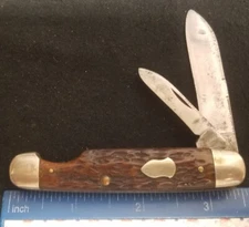 Cattaraugus Cutlery Co. 24379 Ez Open Jack Knife, Jig Brown Bone Handles 