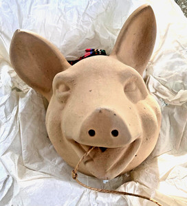 VINTAGE TERRACOTTA TWINE PIG, CIRCA 1970’S