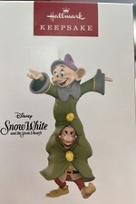 Hallmark Disney Porcelain Ornament 2023 Snow White Dopey  Bashful Dancing Duo