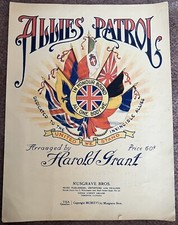 WWI Sheet Music 1916 Allies Patrol FLAGS Harold Grant Canada