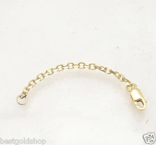 2.3mm Solid Cable Chain Bracelet Necklace Extender Clasp Real 14K Yellow Gold