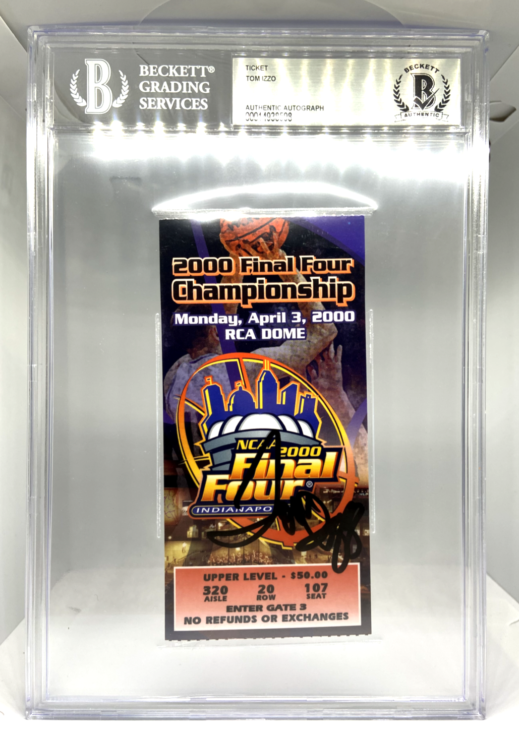 TOM IZZO SIGNED 2000 FINAL FOUR CHAMPIONSHIP GAME TICKET MICHIGAN STATE SLAB BAS 