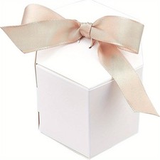 30sets Paper Jewelry box with Polyester Ribbon Hexagon White