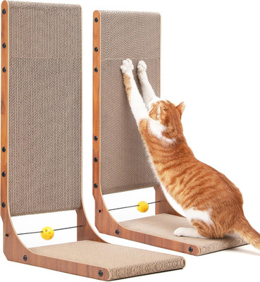 Cat Scratcher, 26.8 Inch Cat Scratch Pad for Indoor Cats, L Shaped Cardboard Ver