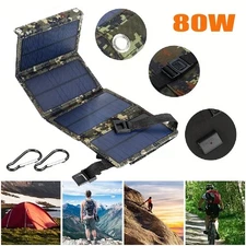 Portable USB Solar Panel Folding Power Bank Outdoor Camping Hiking Phone Charger