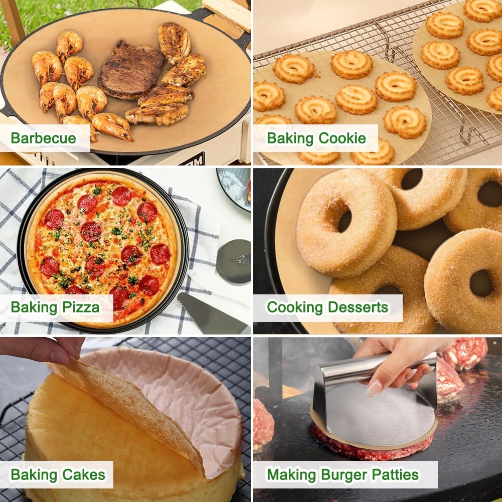 BYKITCHEN 12" Parchment Paper Rounds - 200pc Non-Stick Baking & Pizza Liners