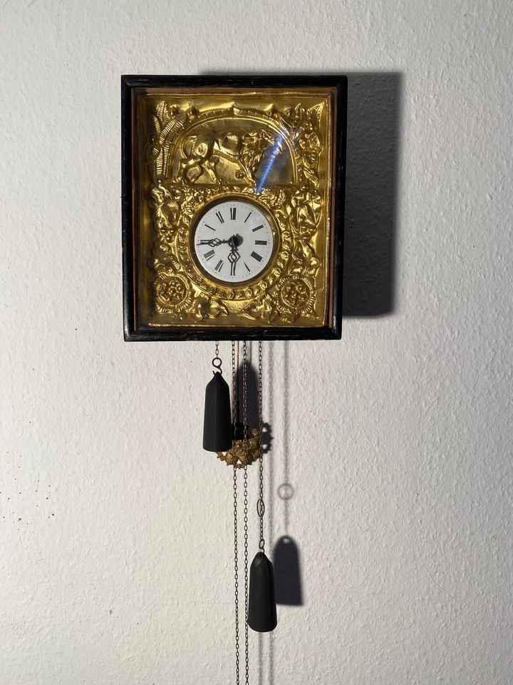 3 Antike originale Schwarzwälder Rahmenuhren 3 Stück Konvolut Löwen + Hirsch - Bild 3 von 4