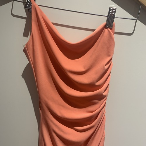 Nookie Formal Evening Dress Size Xs Orange Bodycon Stretch Euc Long One Shoulder - Picture 2 of 7