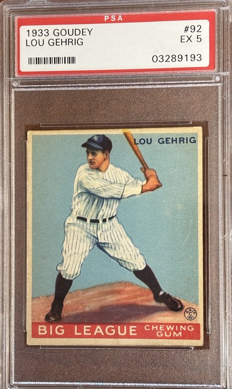 1933 Goudey #92 Lou Gehrig PSA 5 EX well centered