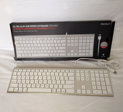Macally Ultra Slim USB Wired Keyboard for Mac 4.5 ft USB cable Silver ACEKEYA