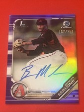2019 Bowman Draft #CDA-BM Brennan Malone Chrome Draft Pick Auto Purple Refractor