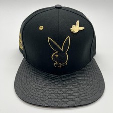 Playboy Bunny Strapback Hat Cap Adult One Size Black Adjustable Pin Lids