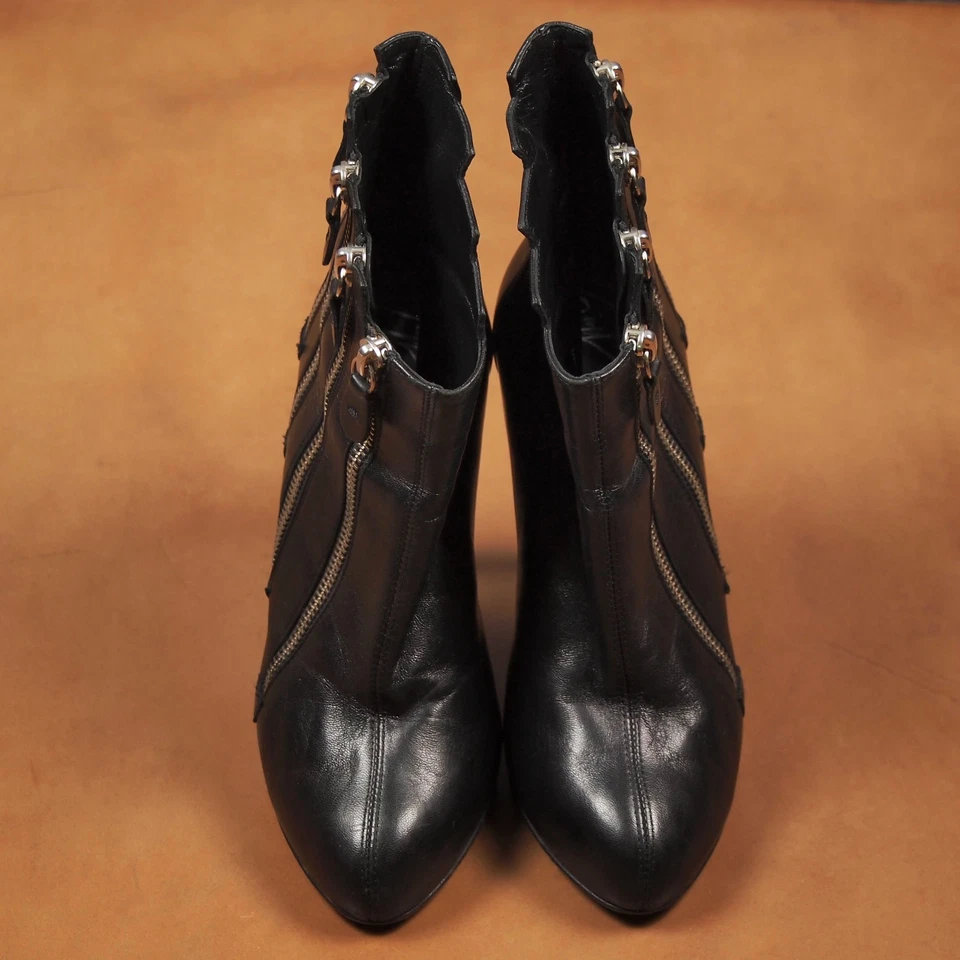 GIUSEPPE ZANOTTI multi zip ankle boots black leather size 35 stiletto - Photo 4/4