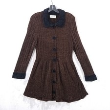 Vintage Sweater Dress Women S Brown Chenille Button Twee Forest Fairy USA Made