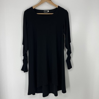 Sympli Tunic Top Size 6 Black Ruched Long Sleeve Stretch Jersey Hi Lo Whimsigoth