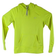 NIKE Therma Fit Neon Yellow Hoodie Hooded Sweatshirt Womens Medium Soccer
