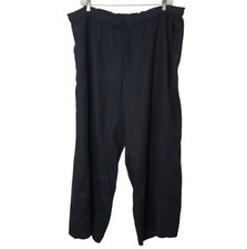 J.CREW Plus Size 3X Wide Leg Pants Black 100% Linen Pull-On Tie Waist Pockets