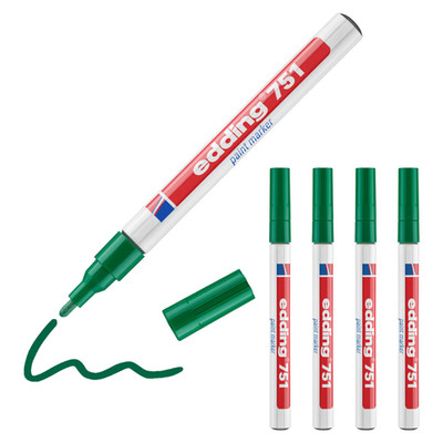 5 x edding 751 Lackmarker grün Lack Marker Permanent Stift 1-2mm Rundspitze NEU