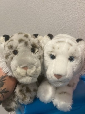 Ganz White Tiger & Snow Leopard realistic plush Stuffed Animal Lying Down