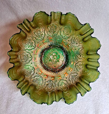 ANTIQUE FENTON GREEN PERSIAN MEDALLION 3/1 ED...