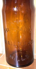Helme's Railroad Mills Amber Mason Snuff Tobacco Jar w/Original Glass Lid
