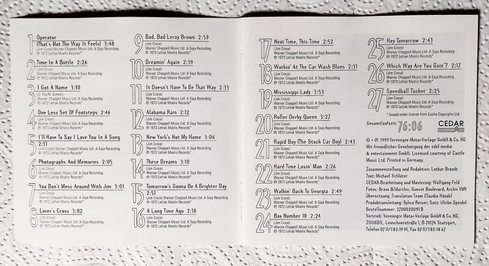 💡 CD - Jim Croce - Best / I Got A Name ( P. 1999 / Amerik. Singer-Songwriter ) - Bild 4 von 4